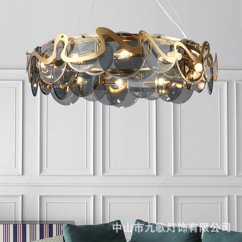 轻奢水晶吊灯现代简约餐厅客厅灯具别墅后现代卧室楼梯间网红灯具