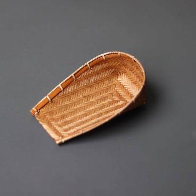 竹编茶则 茶道配件茶具手工竹编小簸箕赏茶荷竹制品茶具用品茶铲