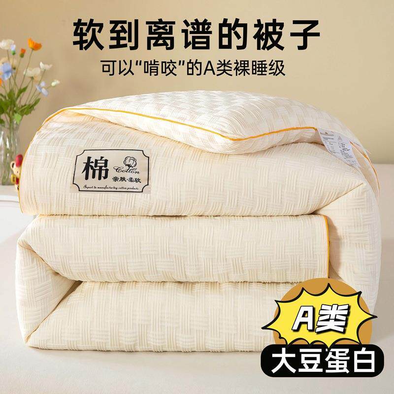 2025新款针织棉提花大豆被子母被被芯冬被夏被春秋被直播爆款