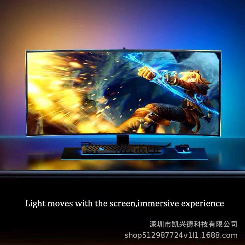竞显电示屏流灯光幻彩带追光幻GDX彩屏幕步显示氛围灯电脑同背景