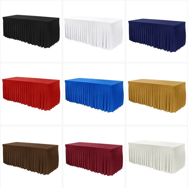 酒店办公会议桌布长方形弹太裙纯力色台到布阳HY04婚礼宴会签长桌