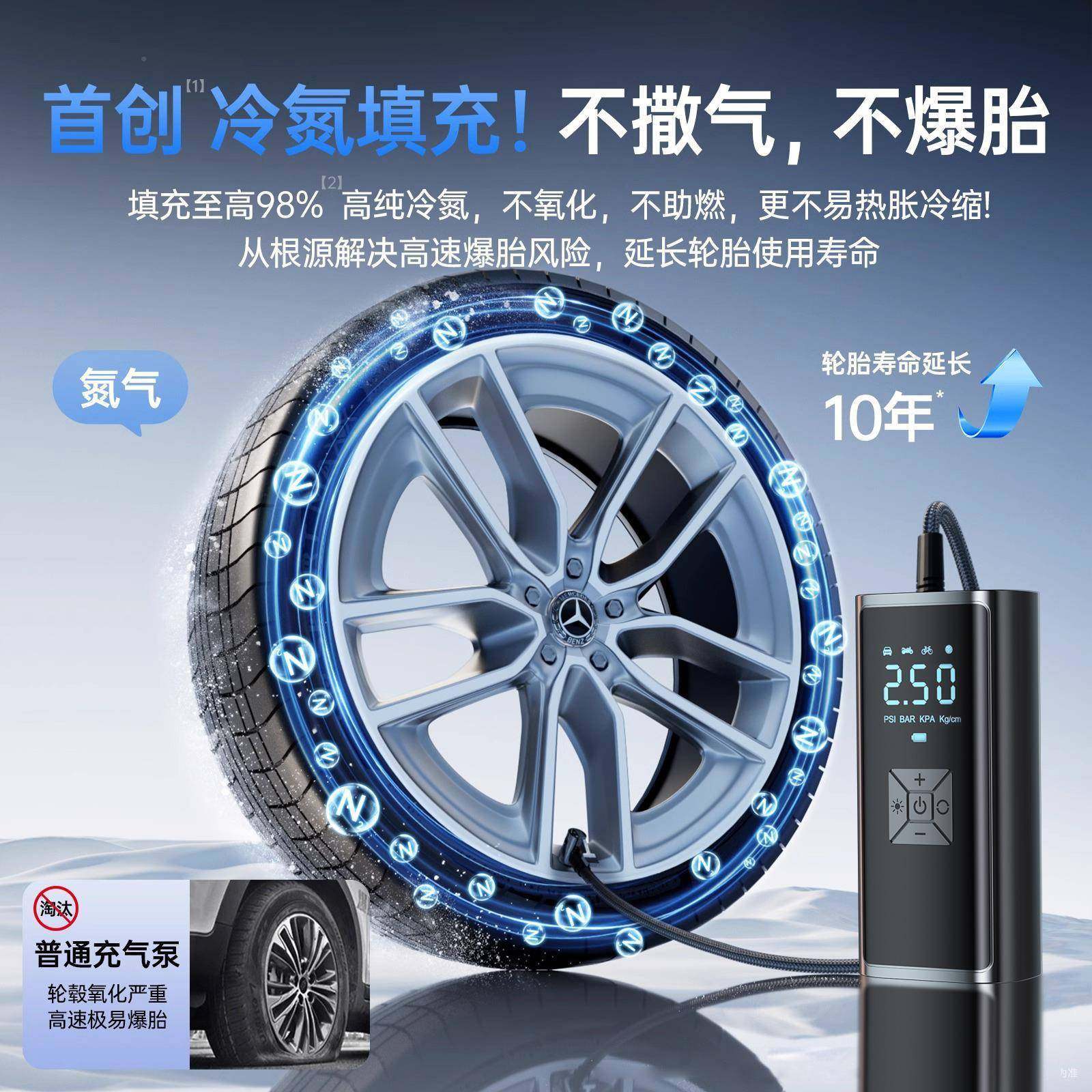 车泵载无线充气汽车用便携式打气泵电车动轿轮19胎压高打气筒充气