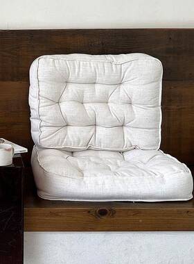 亚麻大坐垫飘窗蒲垫榻榻坐米藤编椅靠垫打团QDK咖啡馆可夏天水洗