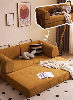 压缩沙发古客厅现代简WNZ复发约折叠两用小户艺型模块沙发布懒人