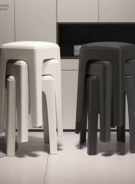 塑QAO料子家凳用奢加厚可叠放软包方凳现代简约客厅餐桌板高凳轻