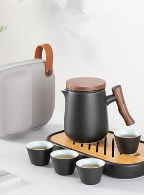 携陶瓷旅行茶具小套四装便式快客杯57843茶壶茶杯户外露营一壶杯