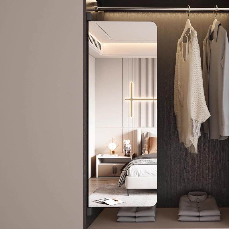 衣柜镜子用隐形内装全身镜滑轨折家NYP穿衣推拉镜镜旋转试衣镜叠