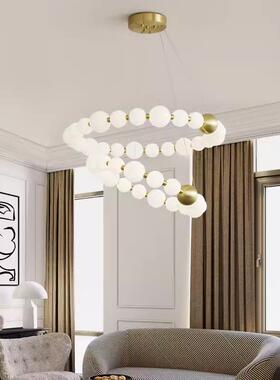 155北轻欧奢客吊灯现简约网红卧室灯吧代台餐厅灯圆形佛珠艺术厅
