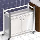 新SEB款 不锈钢收厨房置物架多层纳落地储物带柜门货架子移可动橱