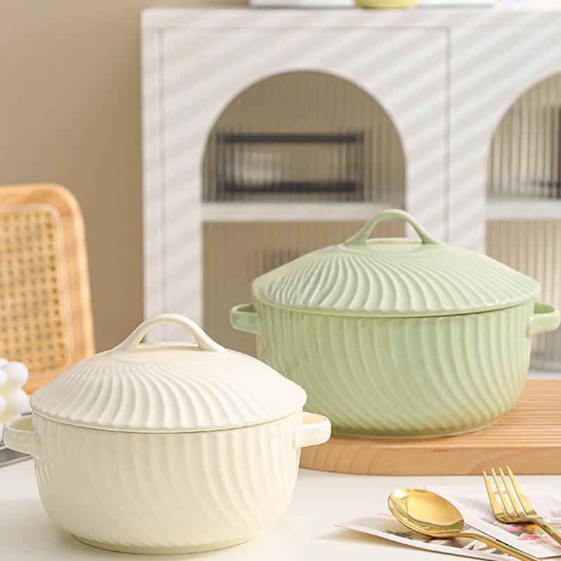 双耳汤容盆感家用大号带盖的碗泡面碗带耳10TTF英寸吃有盖大量特