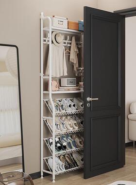 超薄入GEY门简易鞋架挂帽衣户一体架全金属鞋架门挂口多层置物家