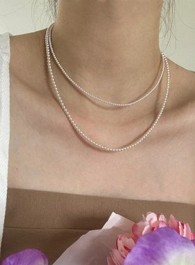 2mm珍珠项链女高级感小众复古个性简约百搭气质时尚颈链锁骨链