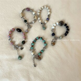 手作款~超音素新中式民族风陶瓷串珠手链女复古情侣小众设计手串