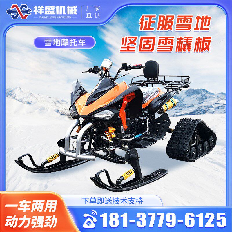 雪地沙滩车履带式成人四轮越野沙滩车雪陆两用冰面滑雪橇板摩托车