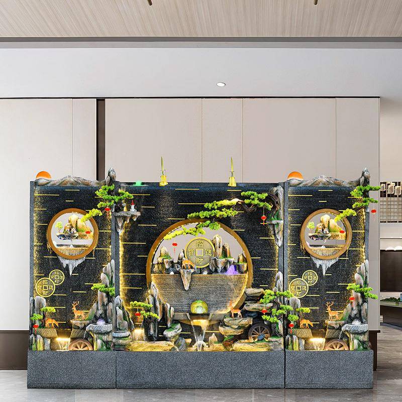 水幕墙流水屏风公司酒店背景墙隔喷断庭OOM观院别墅假鱼池泉山景