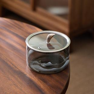 山峦玻璃茶洗笔洗水水洗带盖茶杯毒锅耐高温盂缸79374茶消具配件