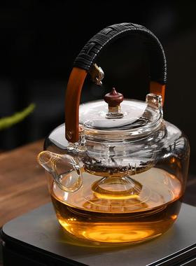 璃茶玻壶单壶高硅耐家热用煮茶硼壶电陶NGH炉加热提梁壶蒸煮两用