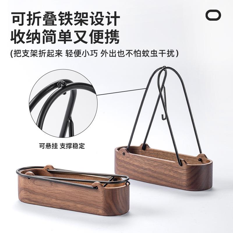 便户外蚊架黑蚊胡桃木金属携悬挂手提熏香篮香露营檀香香QPS盒实