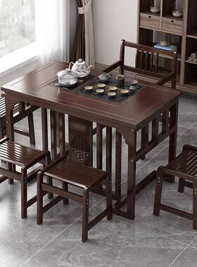 WLB阳台茶桌组合茶茶椅子椅人椅主客厅新中式实木茶台套装一体家