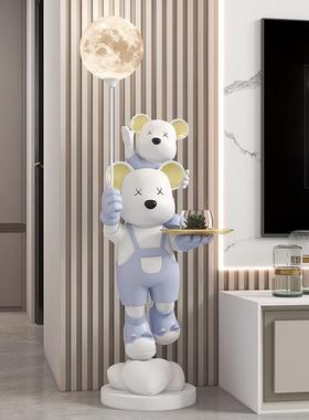 北欧亲子力熊落地厅托盘摆件QJ4257客电视柜沙饰发旁办公暴地大厅