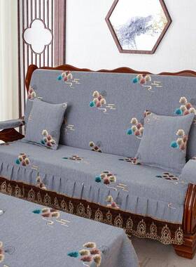 实木沙发垫加靠背连体老带式沙发垫坐垫厚海绵坐时防滑可拆洗pxx1