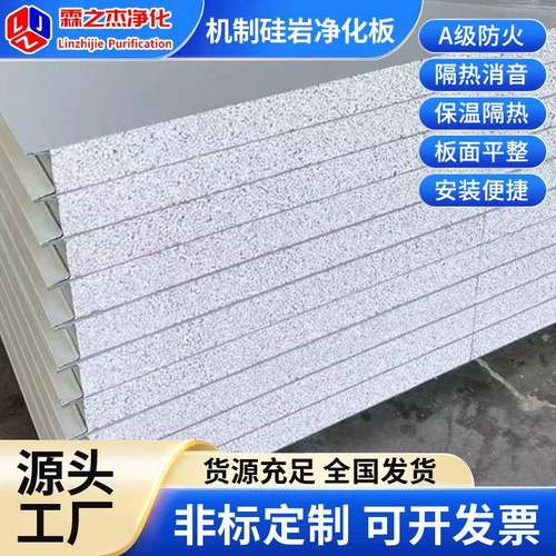 硅岩净化板彩钢板无硅岩夹芯板尘461防车间专用火板火板防岩棉净