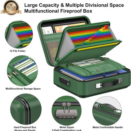 硬式防火收纳盒E721VA防火防水证件纳包手收料包提资包档案文件盒