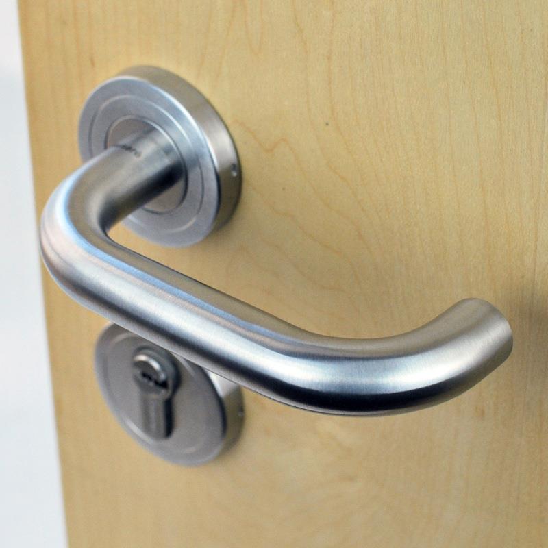 锁34不锈钢分体双弯防火门门锁拉手室内门手执房间门锁执0MH-0101