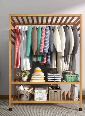 衣架子ERY落地卧室衣柜家简易用挂衣服的架简约实木落式地衣帽架