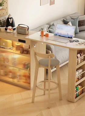 X-33233l木w0吧台餐边一体实日式可收缩家伸缩折叠餐桌窄岛台用客