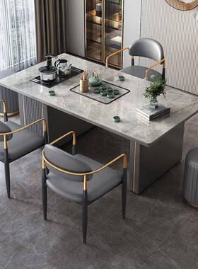 岩板WOE茶桌一一体套整轻简约奢家用办公多功能意式茶台泡茶阳台