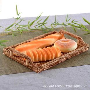 越南藤食编方形盘收3011筐纳面包零茶筐客厅桌面方形收纳筐