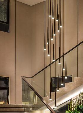 网红楼梯间创长吊灯别墅式258楼loft现复简代约2023年新款意旋转