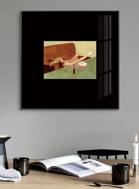 复古油配画插画红面黑色小HEL众古装饰画中客厅桌摆画