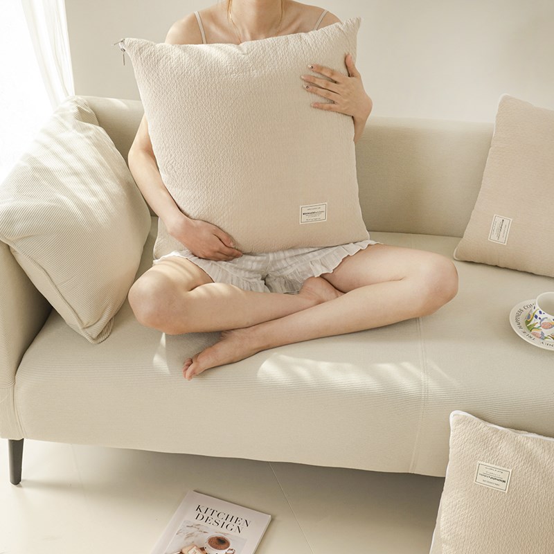 全棉简约纯色抱枕被子两用二合一折叠汽车载靠枕办U公室午休毯空