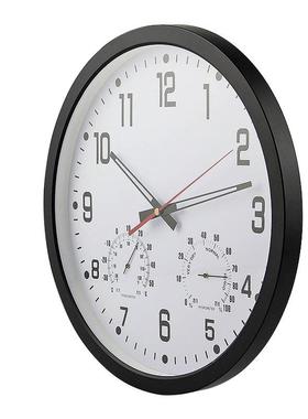 14寸简约时尚静家音钟挂钟创意温湿度钟时居装S6914饰电子表厂家