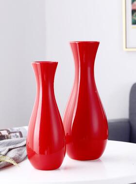 天台悦简约红色喜婚陶瓷花先瓶婚礼庆结IBV装饰花器新房乔迁玄关
