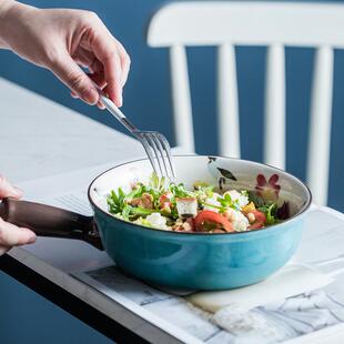 华孚春韵式食早餐日餐具一人精早致餐碗盘组网红ins燕麦片手CKE柄