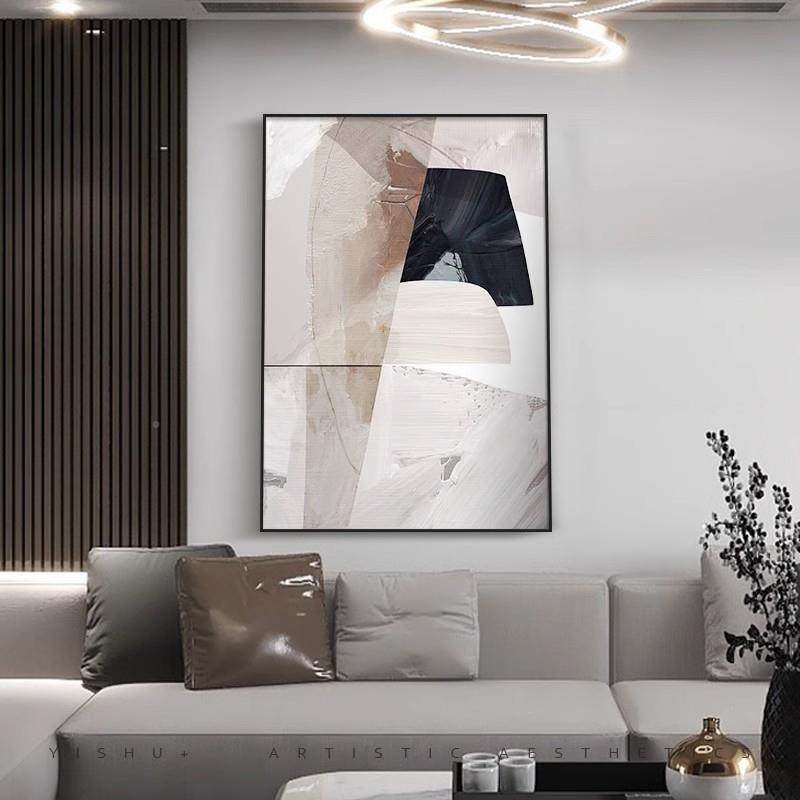 北欧黑白入简户玄关装饰抽象极客厅落地画竖版画壁画XCO走廊道过