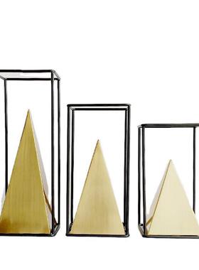 样板房家居配饰品金字工艺客塔厅玄关书房品创意铁艺装饰1小品摆