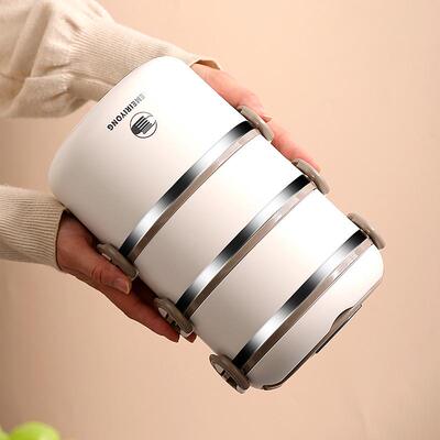 上班族三层打包保温饭盒分格多层保温桶不锈钢家用餐盒密封便当盒