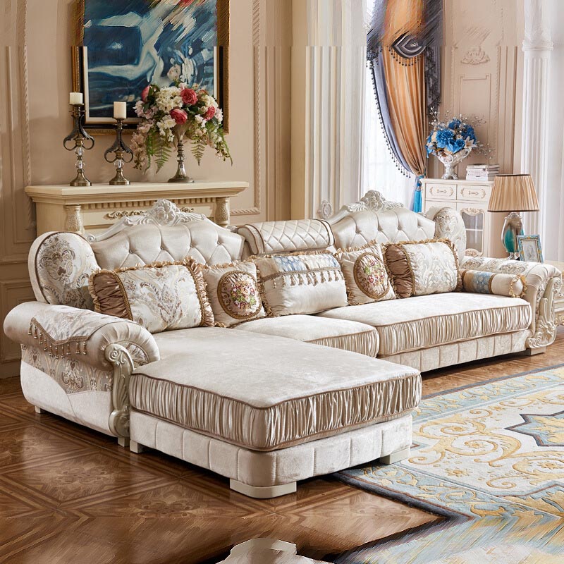 欧式布艺沙发 整装法式客厅欧式布沙发电视柜茶几组合小户型家具