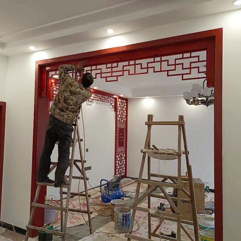 新中式烤漆门楣挂落横梁遮挡装饰镂空雕花板门头垭口花格仿古木雕