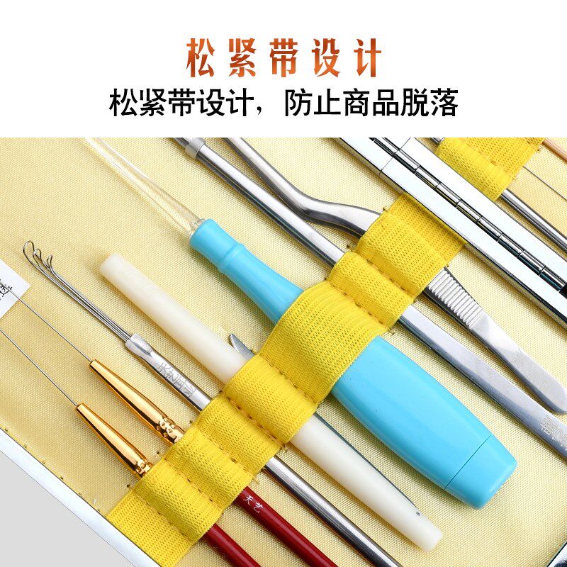 本企采耳工具套装儿童发光掏耳朵专业挖耳勺鹅毛棒头灯18件套装