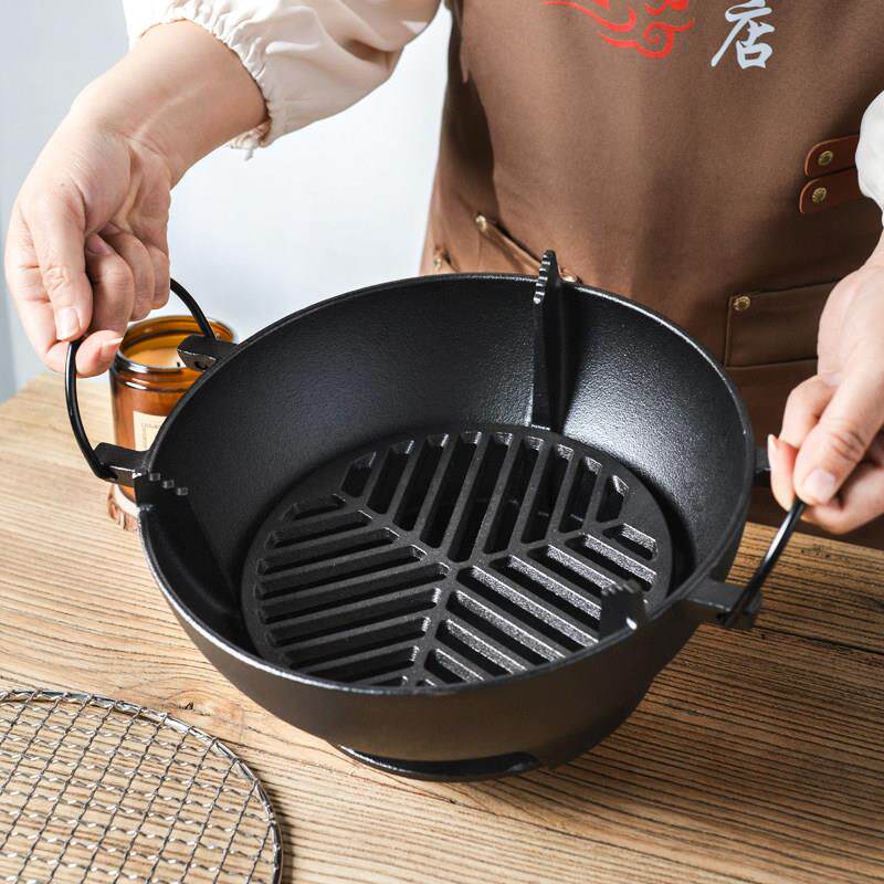 小幸福外烤炉烤肉用煮茶烧圆家形烤火UCH木炭户多功能烤炉