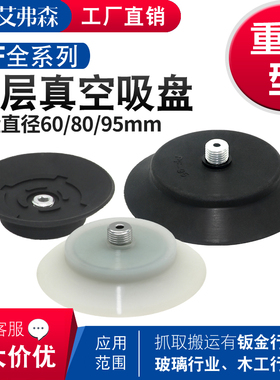 妙德开箱机真空吸盘PF-60/80/95-M12*1.25强力硅胶吸嘴工业吸盘