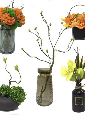 中式现代玄关花瓶摆件洗手间客厅插花餐桌装饰品摆设陶瓷花艺花瓶