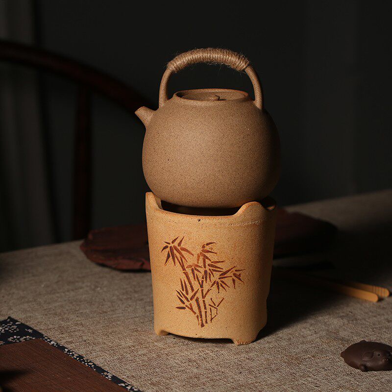 粗陶陶瓷煮茶火炭炉风炉红泥炉木炭炉功夫茶炉烧水壶碳炉套装复古
