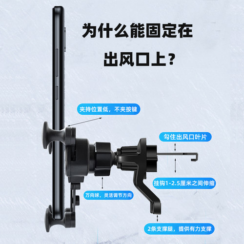 适用比亚迪e2专用手机支架E3出风口车载支架空调口导航架重力支撑