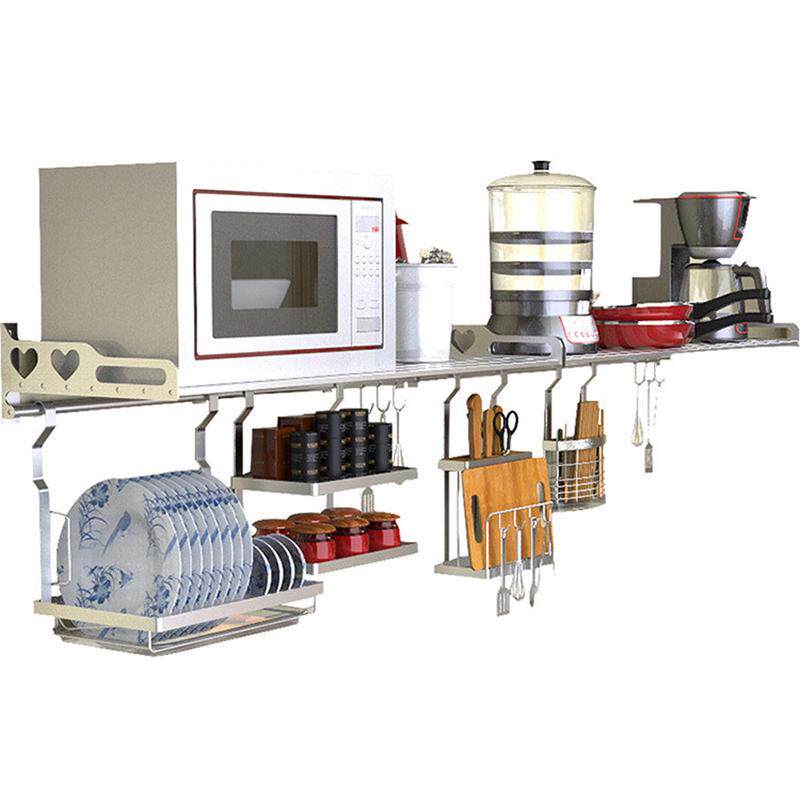 微波炉厨房置物架不锈钢可折叠烤箱电饭锅304架架微波炉壁挂调料